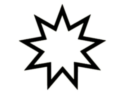 النجمة التساعية - تسعة تمثل اكتمال الدورة الآدمية - تسعة مظاهر الله الرئيسية، ودور العبادة البهائية لها تسعة جوانب وتسعة أبواب.